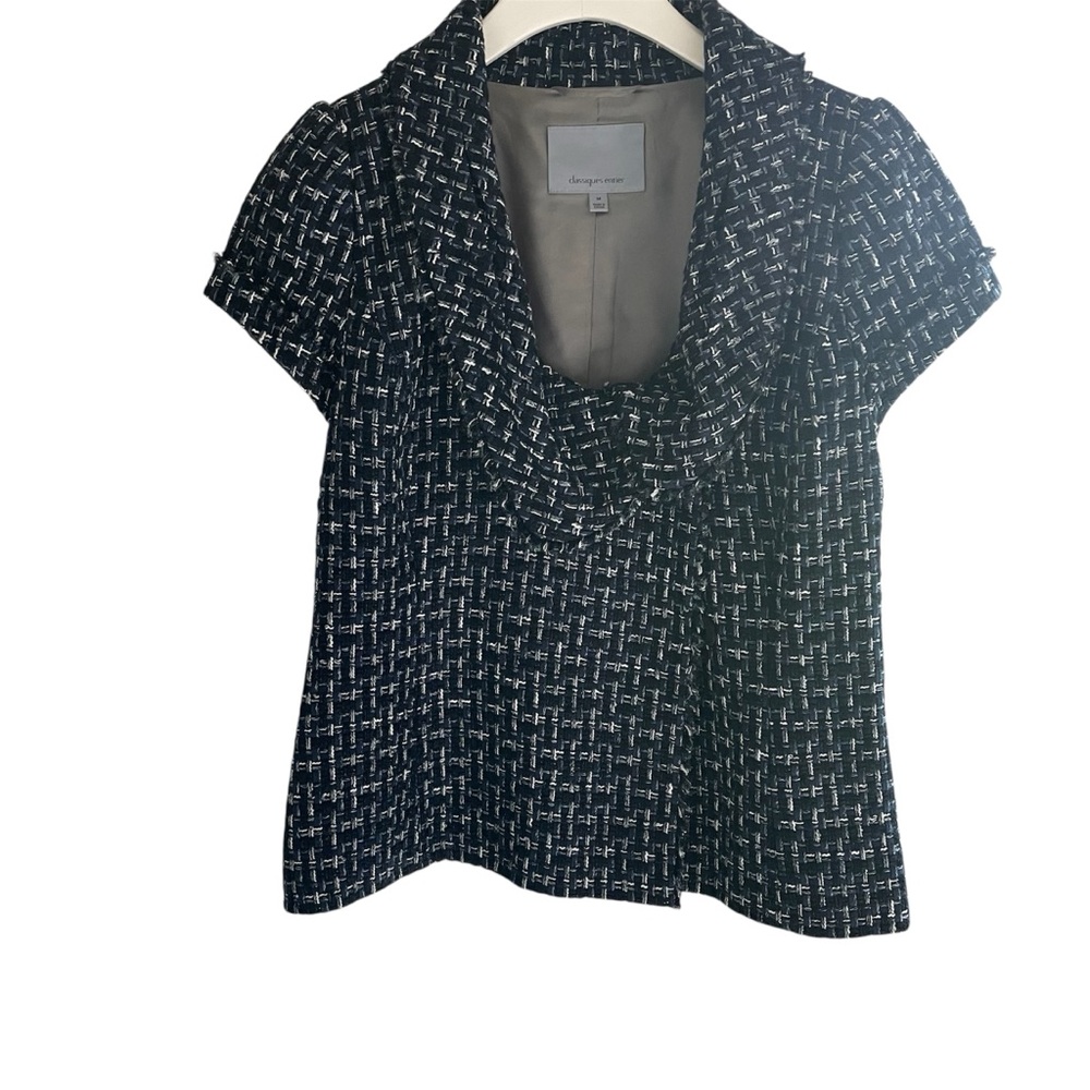 Classiques Entier Cap-Sleeve Blue/Black/Gray Tweed Blazer - Size Medium